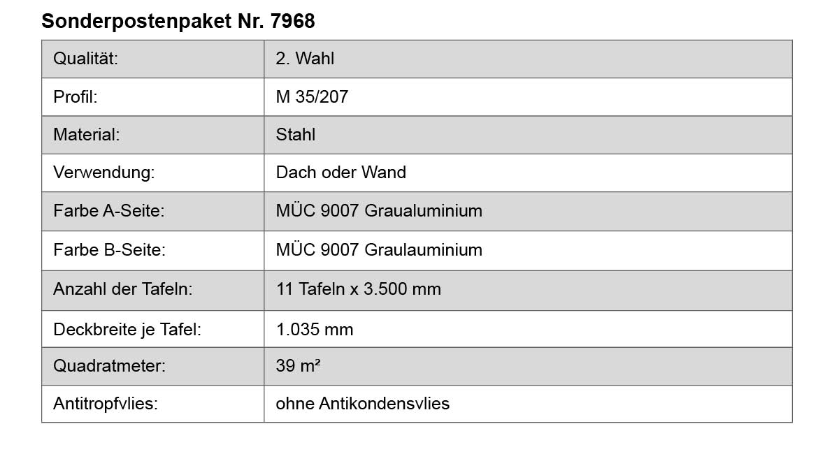 Dachziegel, Wandpaneel, Graualuminium, Stahl, Tafel 11x3500mm