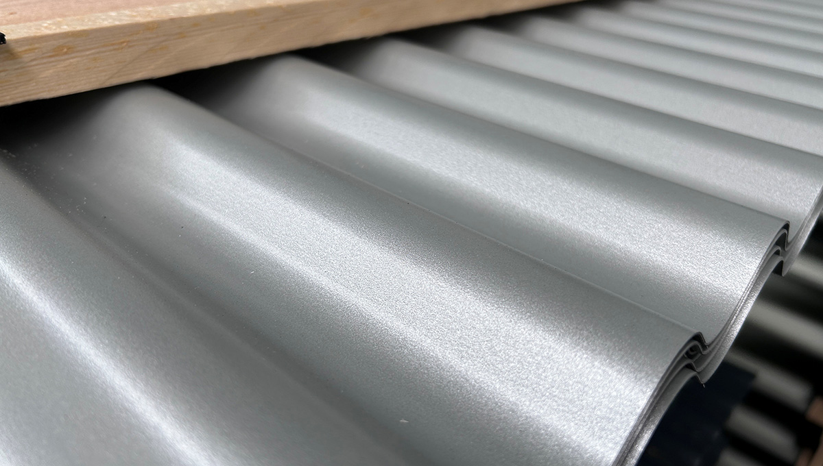 Dachblech, Metallpaneel, Dachziegel, Silber, Riffelung