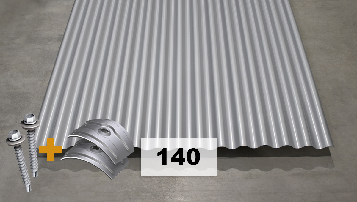 Set Nr. 140 Wellblech Alu + Kalotten + Schrauben