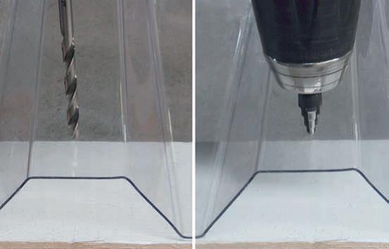Das Bild zeigt das Bohren von Lichtplatten