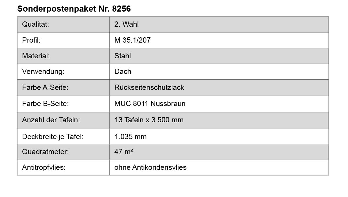 Dachplatten, Stahl, Rückseite Schutzlack, Nussbraun, 13 Tafeln