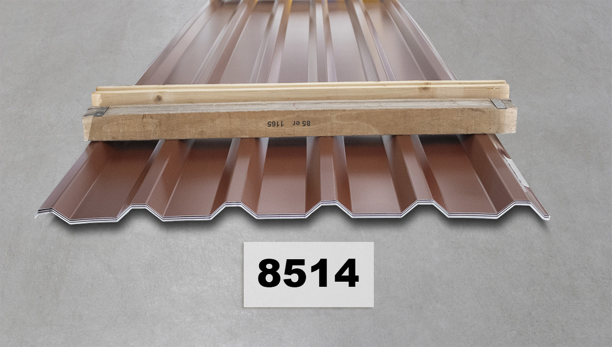 Dachblech, Metall, Braun, Dachziegelprofil