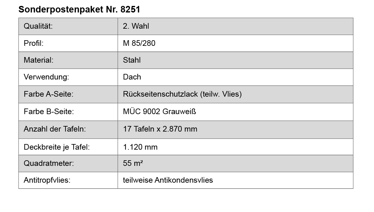 Dachbodenfliese, Stahl, Rückseite geschützt, Grauweiß, Tafeln 17