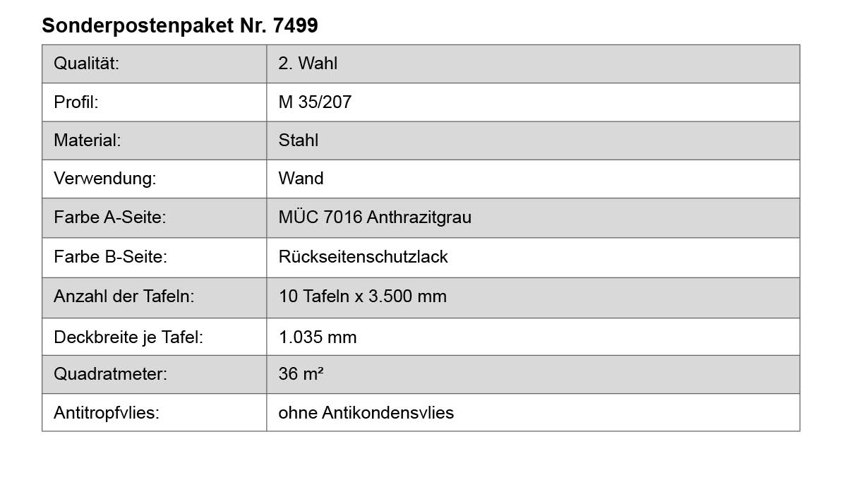 Wand, Stahl, Antitropfvies, Anthrazitgrau, Tafeln 10x3500mm