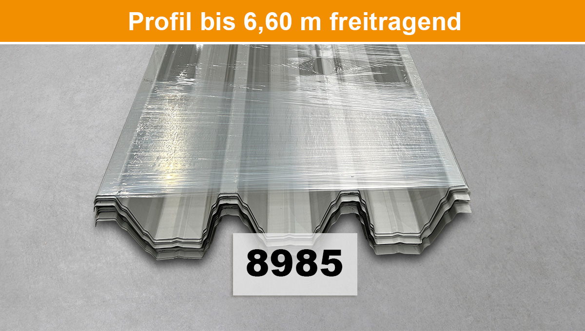 Profilplatten, Dachplatten, transparent, Trapezprofil, 6,60 m freitragend