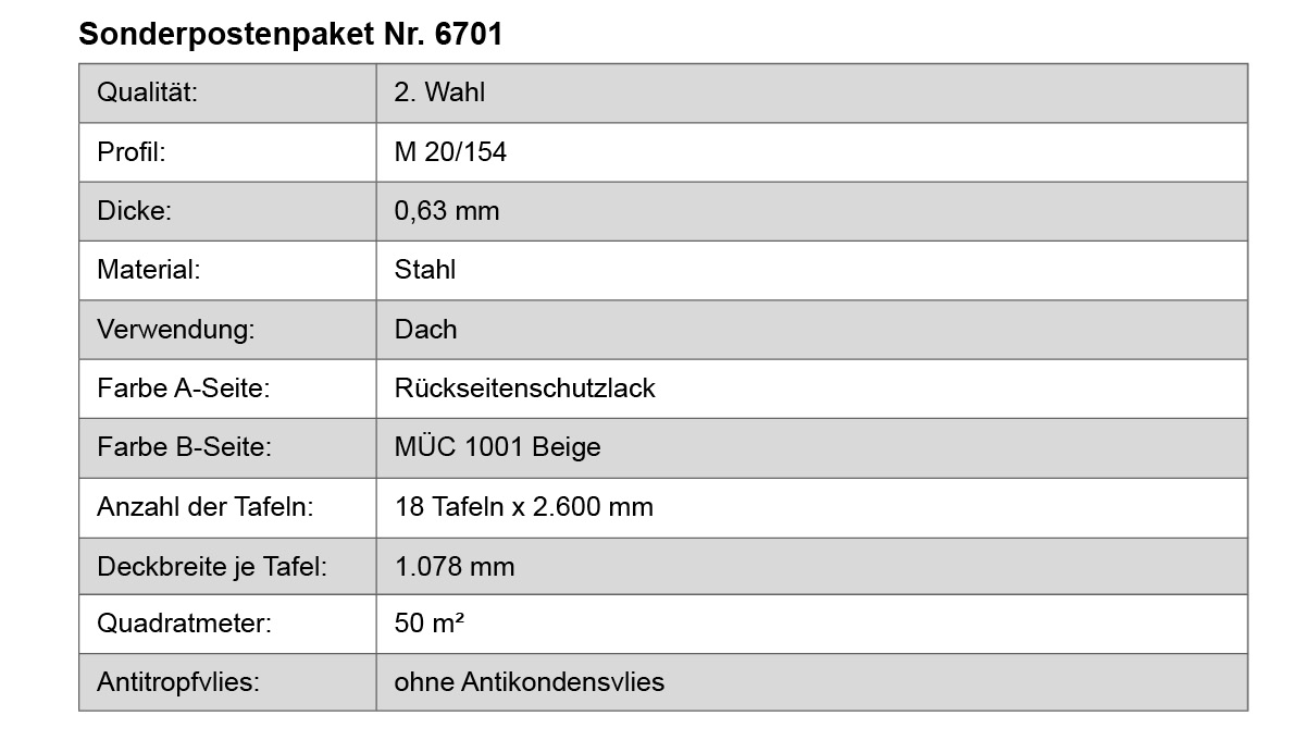 Sonderpostenpaket, Dach, Stahl, Beige, Zinkrahmen