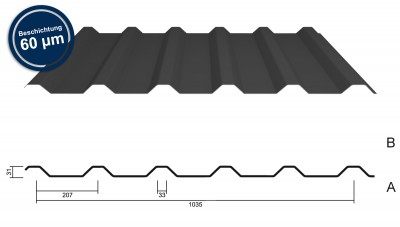 Solarprofil M 35.1KD/207 anthrazitgrau (MÜC 7016 60µm) Ohne Antikondensvlies