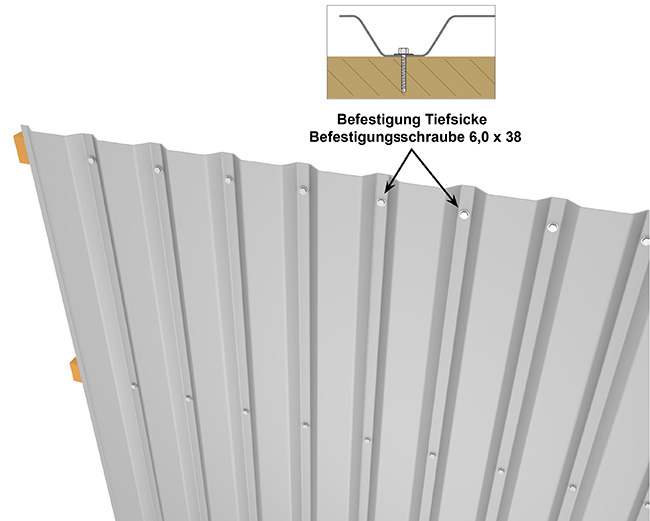 Wandbefestigung eines Trapezblechs M 35/207