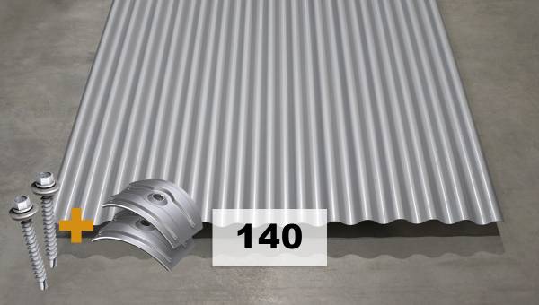 Set Nr. 140 Wellblech Alu + Kalotten + Schrauben